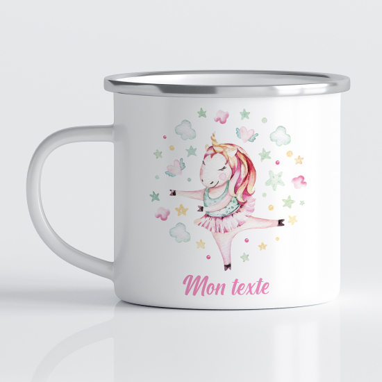 Personalized Enamel Mug for Kids - Ballerina Unicorn