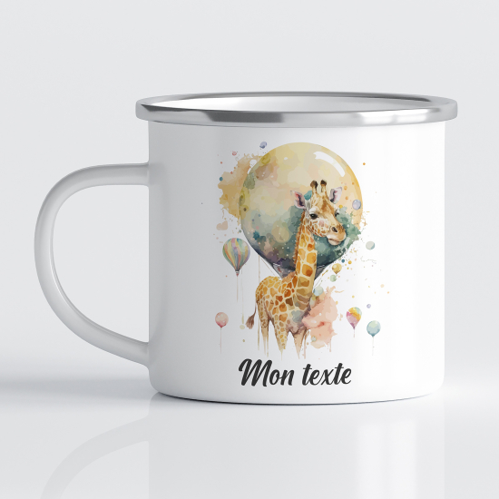 Personalized Enamel Mug for Kids - Balloon Giraffe