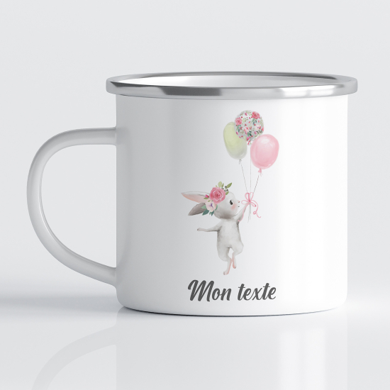 Personalized Enamel Mug for Kids - Balloon Rabbit