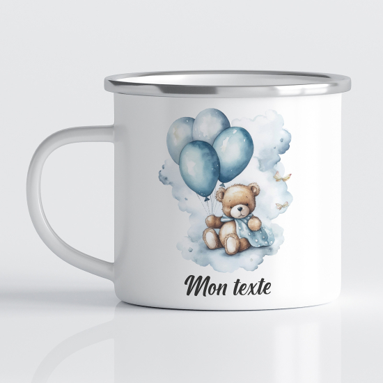 Personalized Enamel Mug for Kids - Bear Balloons