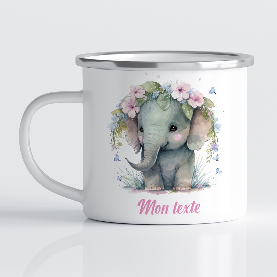 Personalized Enamel Mug for Kids - Elephant