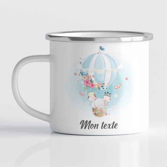 Personalized Enamel Mug for Kids - Hot Air Balloon Animals