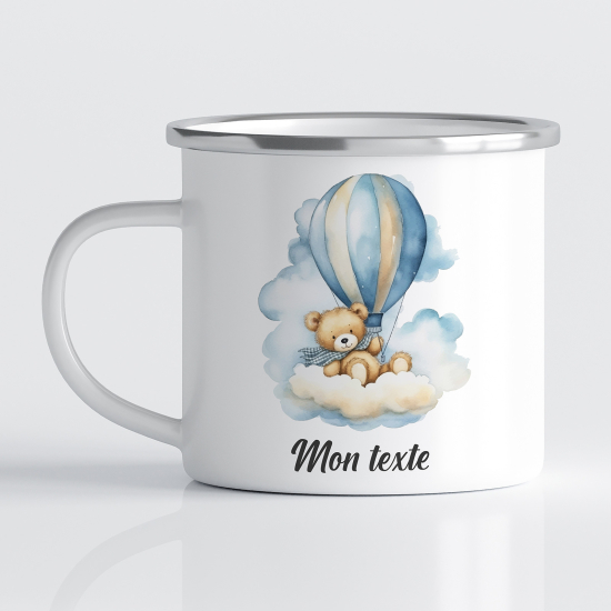 Personalized Enamel Mug for Kids - Hot Air Balloon Bear