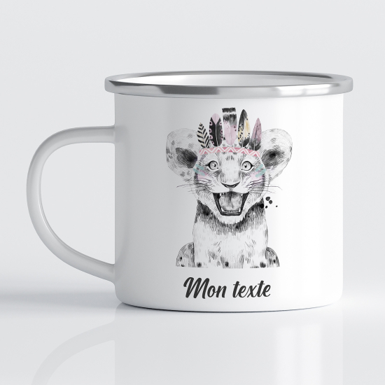 Personalized Enamel Mug for Kids - Indian Lion