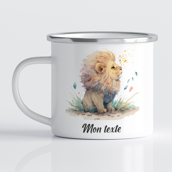 Personalized Enamel Mug for Kids - Lion