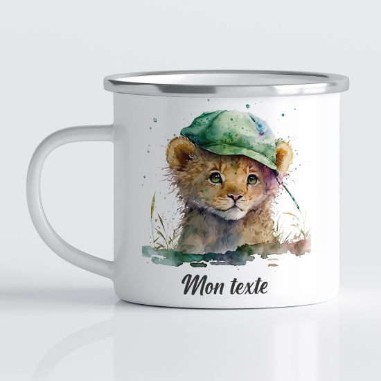 Personalized Enamel Mug for Kids - Lion Cub