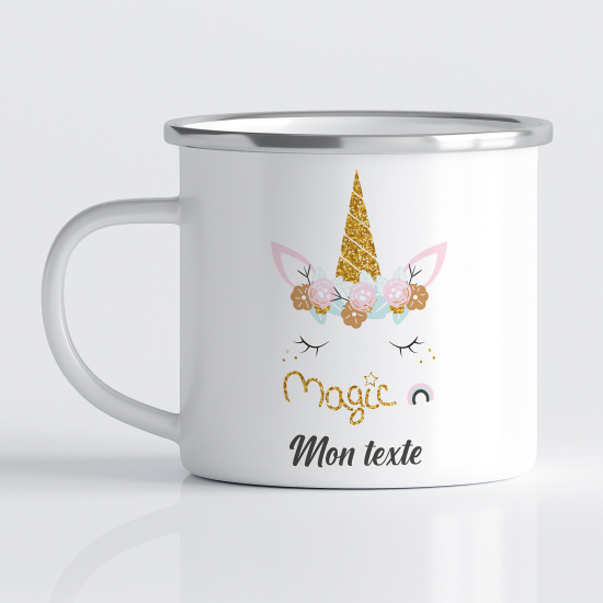 Personalized Enamel Mug for Kids - Magic Unicorn