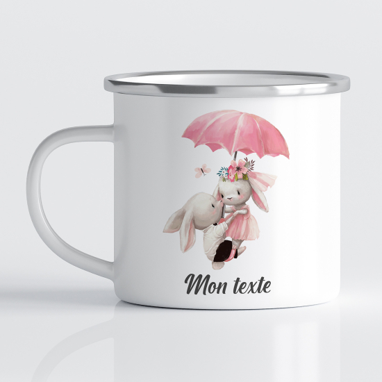 Personalized Enamel Mug for Kids - Rabbits