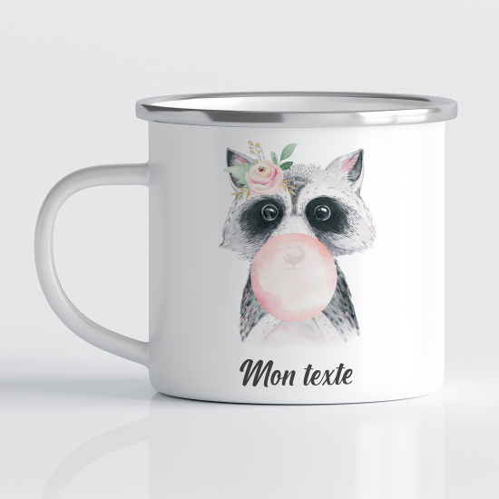 Personalized Enamel Mug for Kids - Raccoon