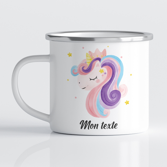 Personalized Enamel Mug for Kids - Unicorn