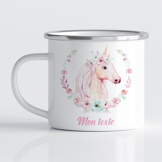 Personalized Enamel Mug for Kids - Unicorn