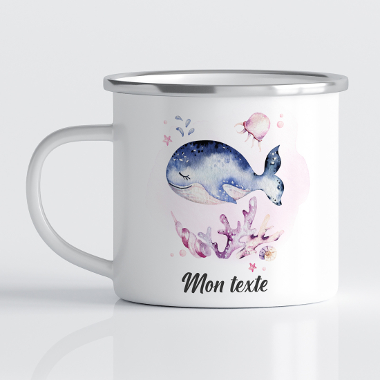 Personalized Enamel Mug for Kids - Whale