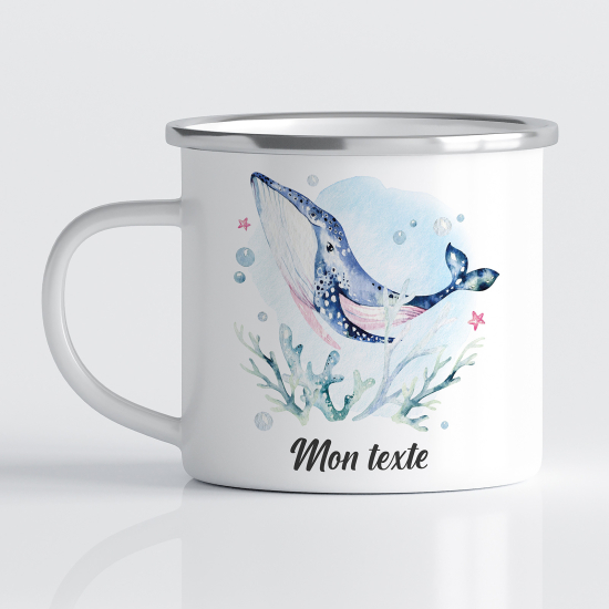 Personalized Enamel Mug for Kids - Whale