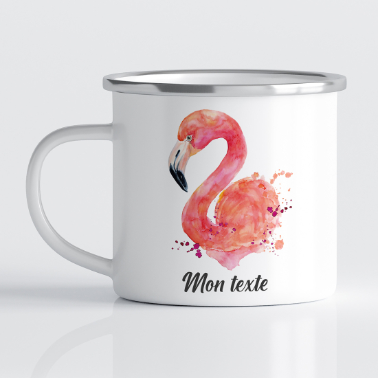 Personalized Enamel Mug - Pink Flamingo