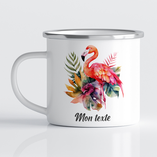 Personalized Enamel Mug - Pink Flamingo