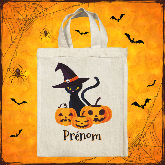 Personalized Halloween bag - Witch Cat