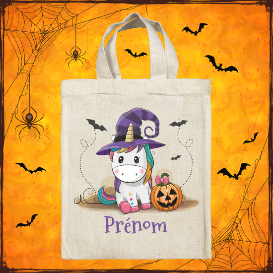 Personalized Halloween bag - Witch Unicorn