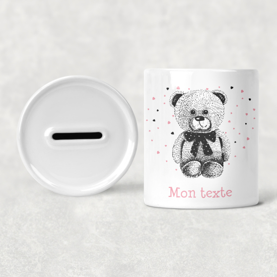 Personalized Kids / Children's Piggy Bank - Bear Hearts