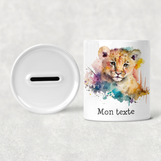 Personalized Kids / Children's Piggy Bank - Lion cub