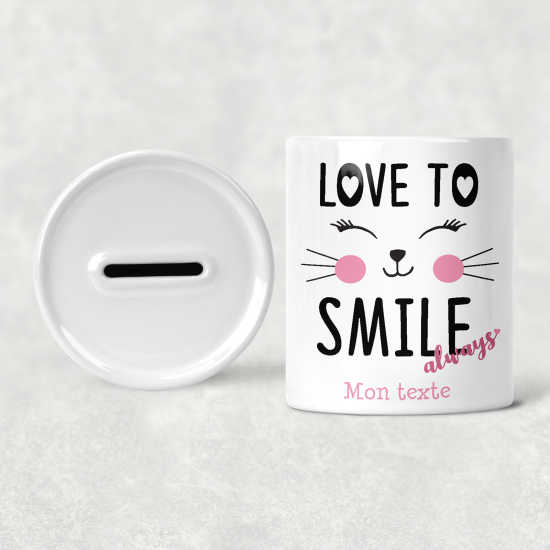 Personalized Kids / Children's Piggy Bank - Love To Smile Always