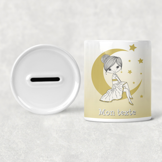 Personalized Kids / Children's Piggy Bank - Moon Girl