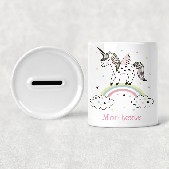 Personalized Kids / Children's Piggy Bank - Rainbow Unicorn