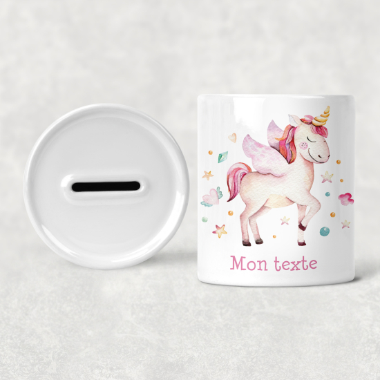 Personalized Kids / Children's Piggy Bank - Unicorn Stars