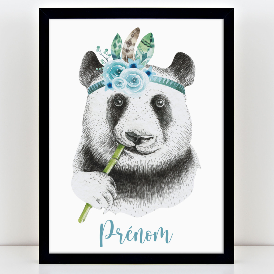 Personalized Kids Poster - Blue Panda