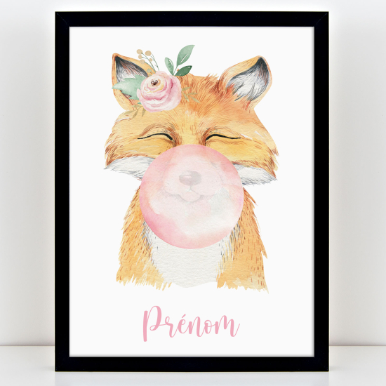 Personalized Kids Poster - Bubble Fox