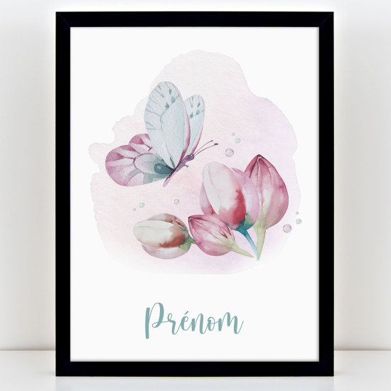 Personalized Kids Poster - Butterfly flowers