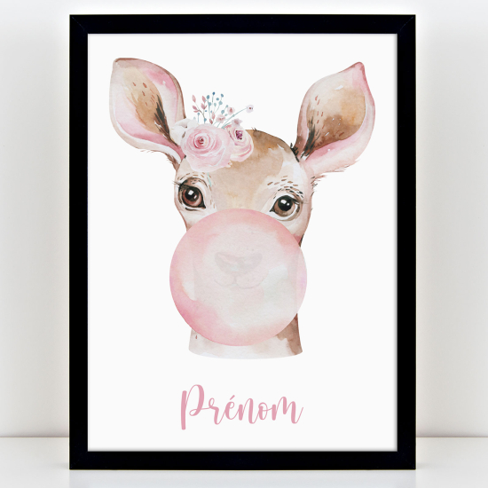 Personalized Kids Poster - Fawn bubble