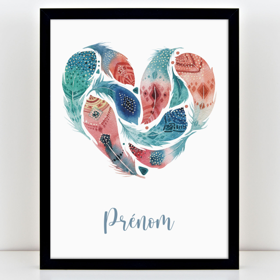 Personalized Kids Poster - Feather heart