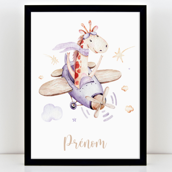 Personalized Kids Poster - Giraffe plane