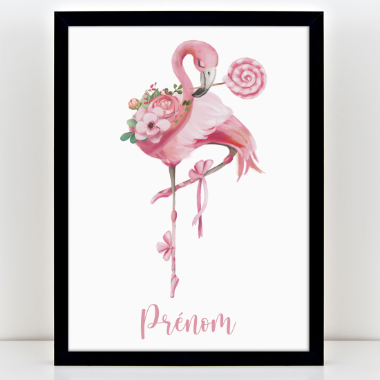 Personalized Kids Poster - Pink flamingo