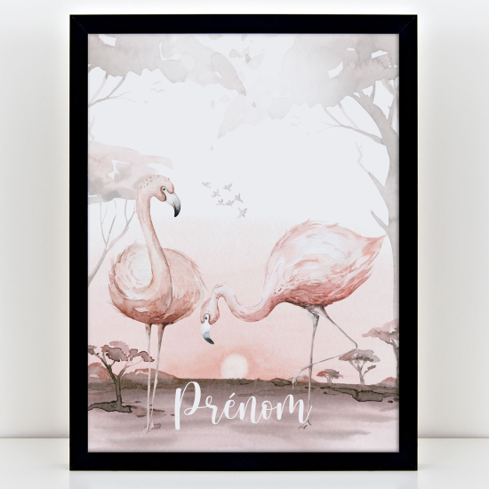 Personalized Kids Poster - Pink flamingos