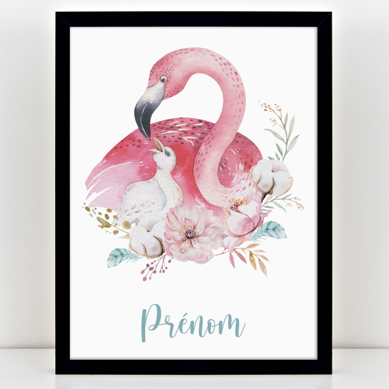 Personalized Kids Poster - Pink flamingos