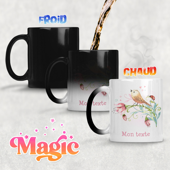 Personalized Magic Mug - Bird Flowers