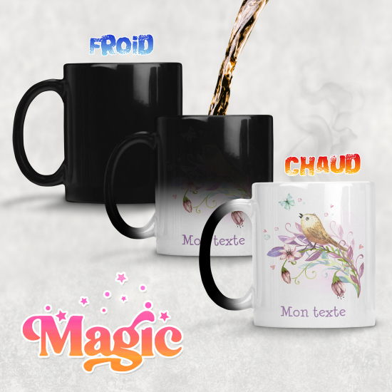 Personalized Magic Mug - Bird Flowers