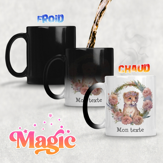 Personalized Magic Mug - Cat flowers