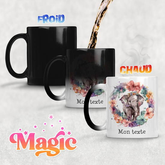 Personalized Magic Mug - Elephant flowers