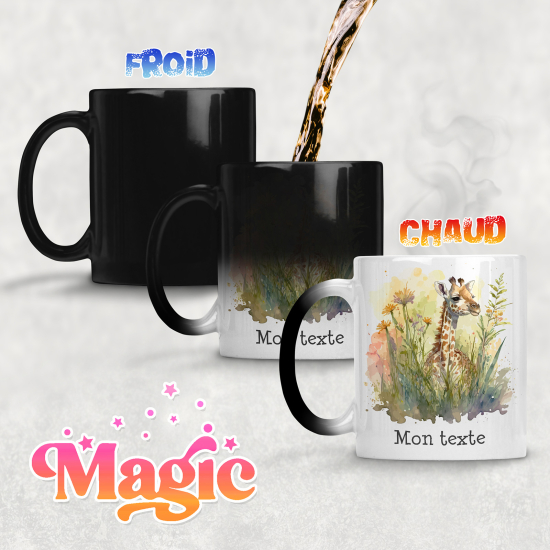 Personalized Magic Mug - Giraffe flowers