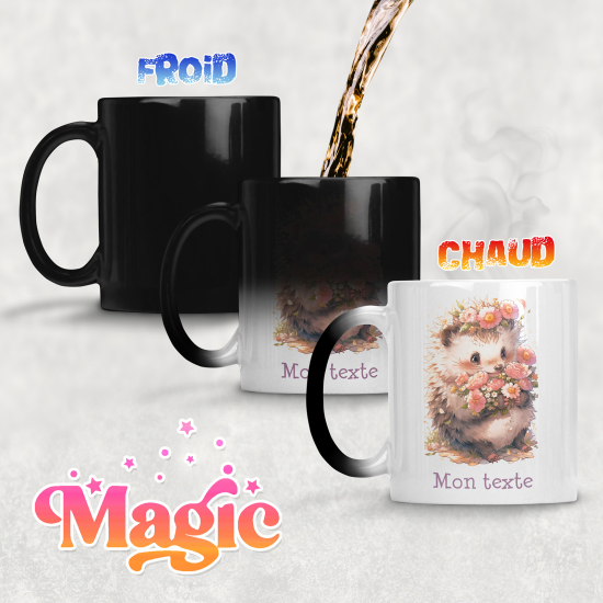 Personalized Magic Mug - Hedgehog flowers