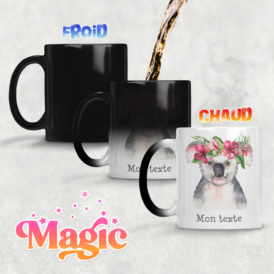 Personalized Magic Mug - Koala flowers