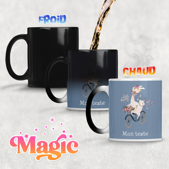 Personalized Magic Mug - Lama on a Bicycle