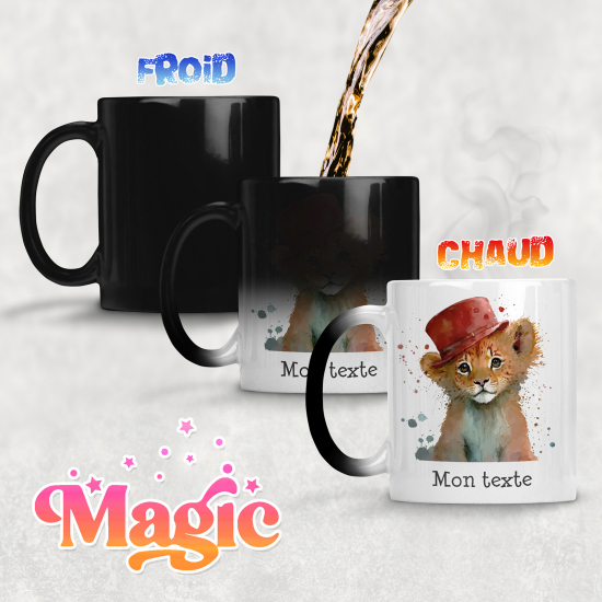 Personalized Magic Mug - Lion cub with hat