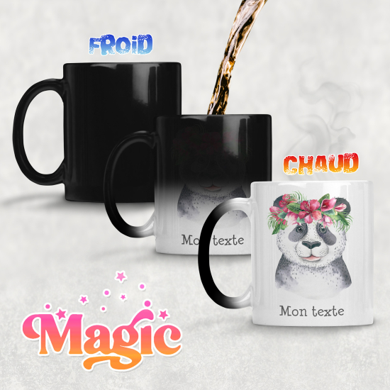 Personalized Magic Mug - Panda flowers