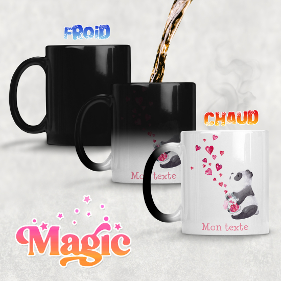 Personalized Magic Mug - Panda Hearts