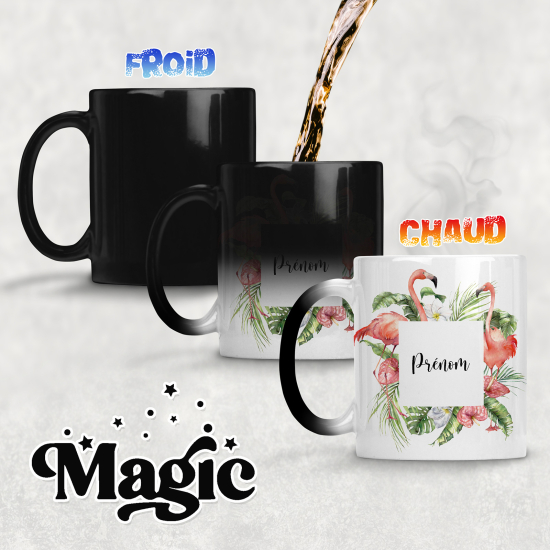 Personalized Magic Mug - Pink Flamingos