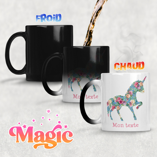 Personalized Magic Mug - Unicorn flowers