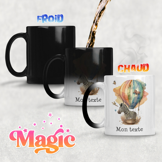 Personalized Magic Mug - Zebra hot air balloon